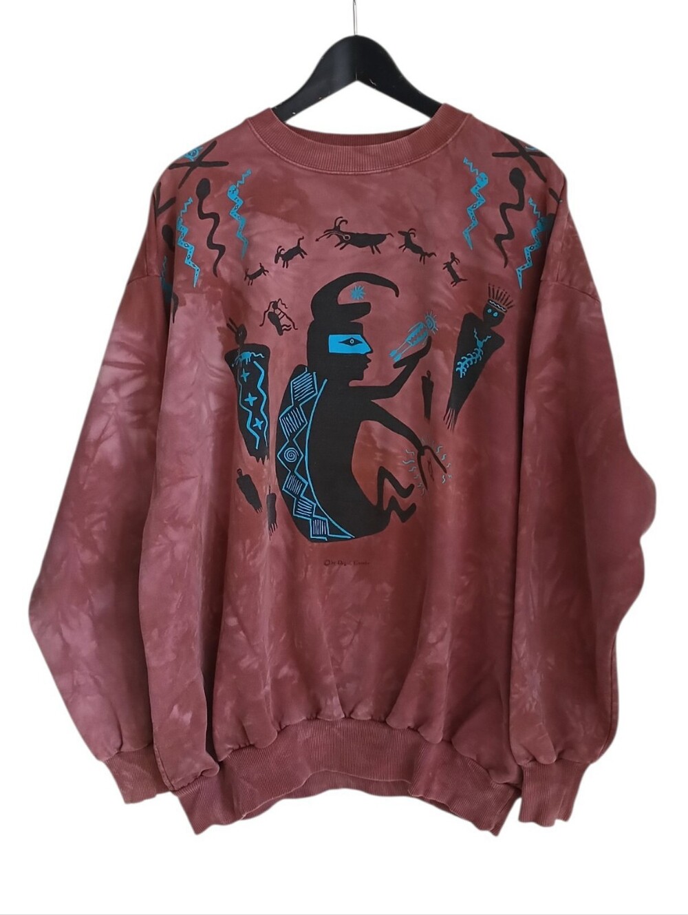 Vintage 90s Dagoli Ancient Cave Art Soul Healer Tie Dye Sweatshirt XL